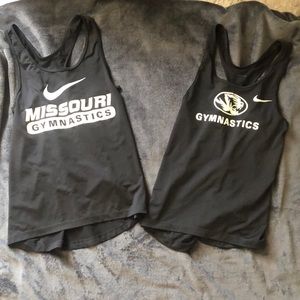 2 black Missouri gymnastics tank tops